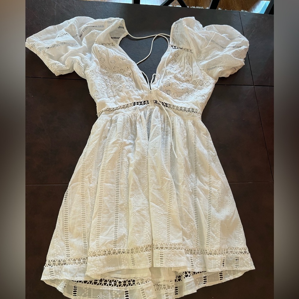 Urban Outfitters Cream Puff Sleeve Sundress